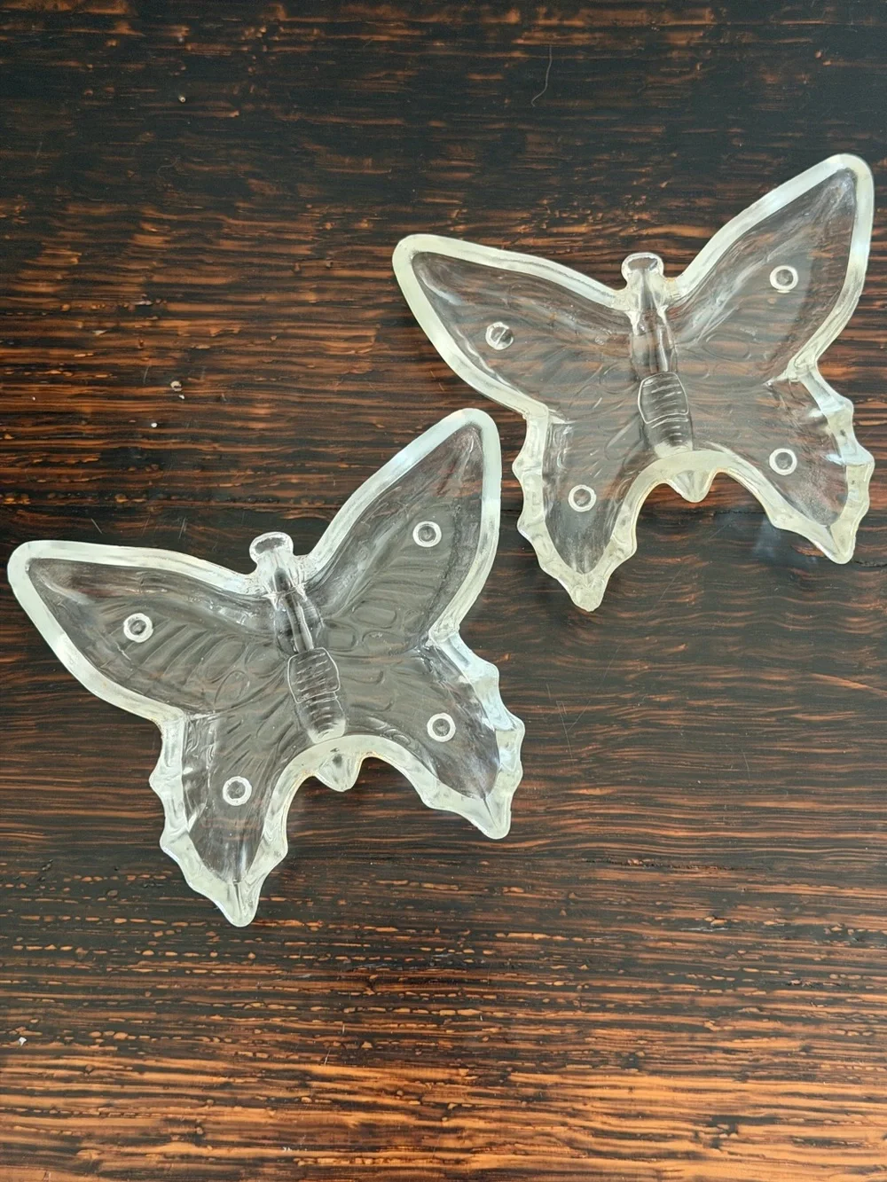 Clear Glass Butterfly Dishes - Set of 2